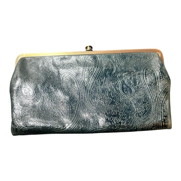 HOBO INTERNATIONAL Lauren Dark Blue Embossed Leather Clutch Wallet - Picture 2 of 12